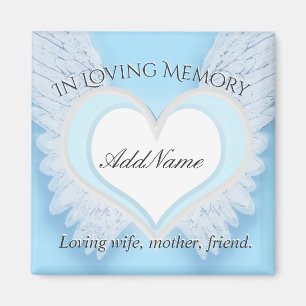 Custom Angel Wings and Heart Memorial Magnet