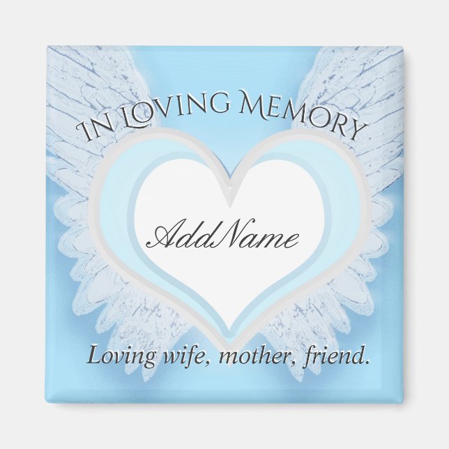Custom Angel Wings and Heart Memorial Magnet (Vorne)