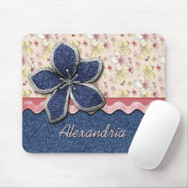 Custom Angesagt Denim Jeans Niedlich Pastell Blume Mousepad