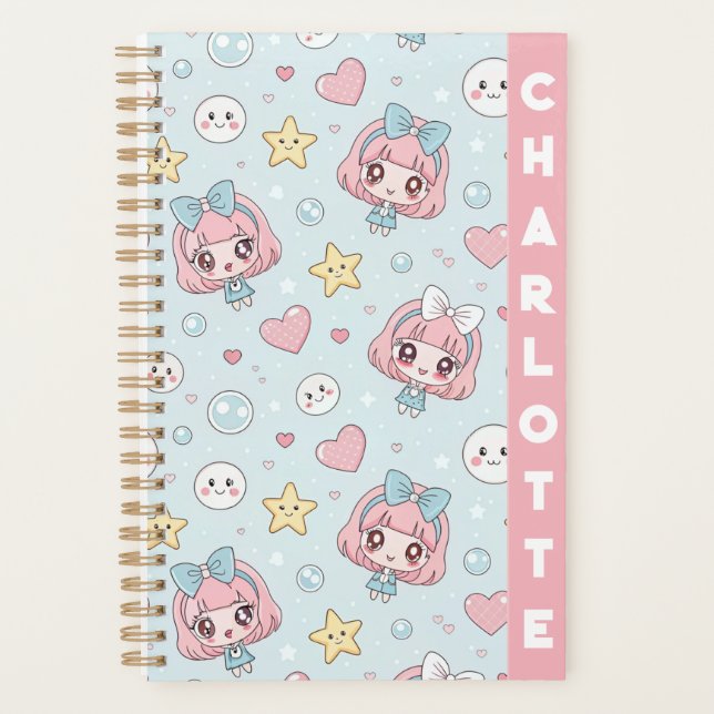 Custom Anime Kawaii with Hearts and Star Planer (Vorderseite)