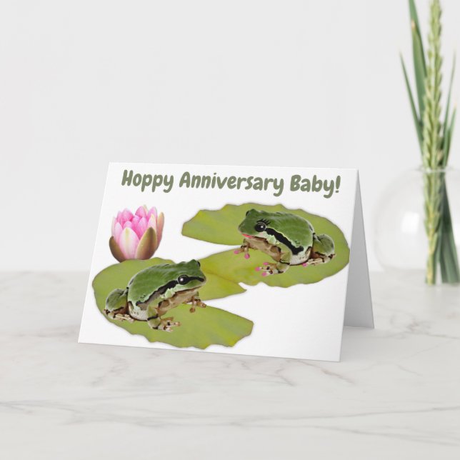 Custom Anniversary Frosch Couple Water Lily Funny Karte (Vorderseite)