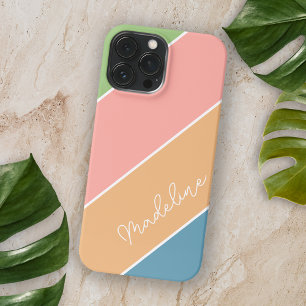 Custom Apple Green Blush Coral Orange Blue Streife Case-Mate iPhone Hülle