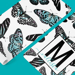 Custom Aqua Aquamarin Butterfly Trendy Personalisi Yogamatte