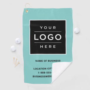 Custom Aqua Blue Business Logo Company Golfhandtuch