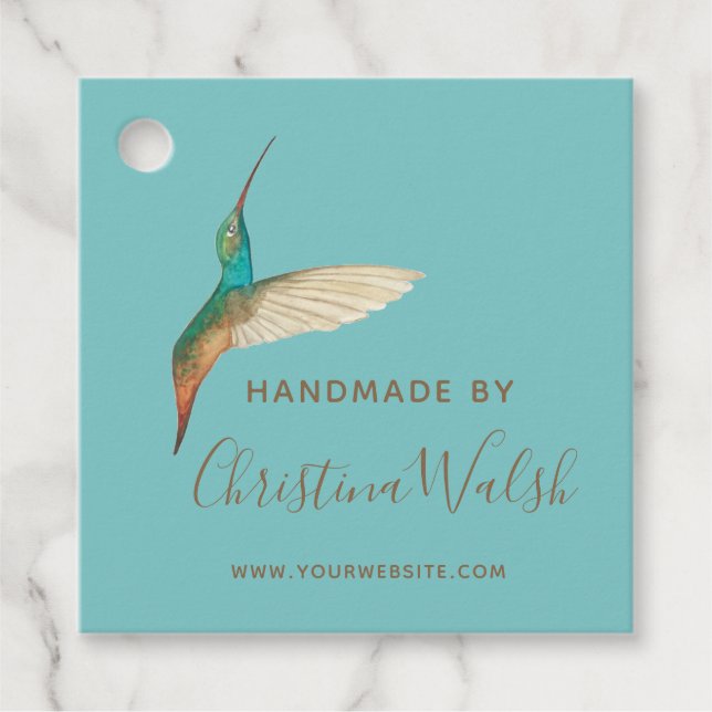 Custom Aqua Sky Hummingbird Geschenkanhänger (Vorderseite)