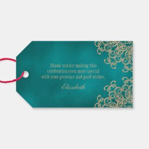 Custom Aquamarin and Gold Indian Style Vielen Dank Geschenkanhänger