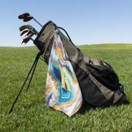 Custom Aquamarin Aqua Golden Agate Monogram Golfhandtuch