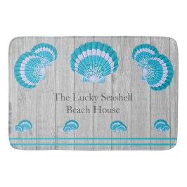 Custom Aquamarin Aqua Seashell White Muschel Coast Badematte