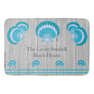 Custom Aquamarin Aqua Seashell White Muschel Coast Badematte