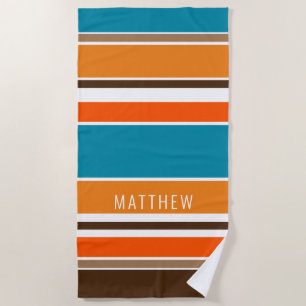 Custom Aquamarin Blue Ochre Yellow Orange White St Strandtuch
