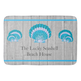Custom Aquamarin Blue Seashell White Muschel Coast Badematte