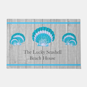 Custom Aquamarin Blue Seashell White Muschel Coast Fußmatte