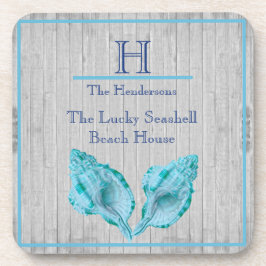 Custom Aquamarin Blue Seashell White Muschel Coast Getränkeuntersetzer