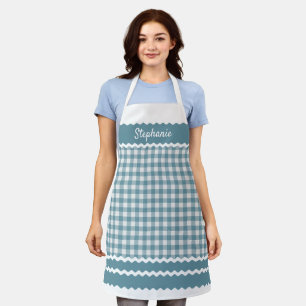 Custom Aquamarin Blue White Hütte Gingham Kariert Schürze