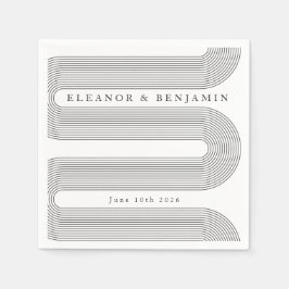 Custom Arch Schwarz-weiß Lines Eleganter Name Hoch Serviette