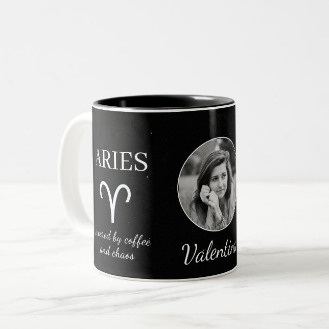 Custom Aries Zodiac Mug with Name & Traits (Devant gauche)