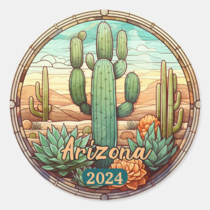 Custom Arizona Wüstenkaktus Imitate aus festem Gla Runder Aufkleber