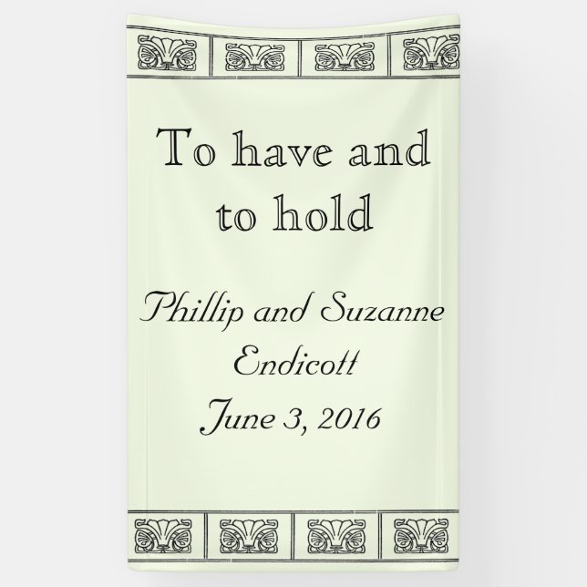 Custom Art Deco Blume Border Wedding Banner (Vertikal)