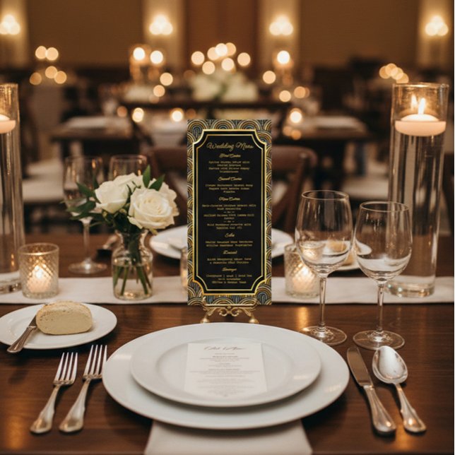 Custom Art Deco Embroidered-Style Wedding Menu (Créateur téléchargé)