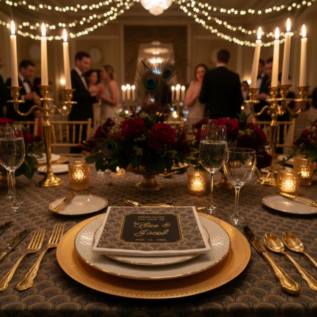 Custom Art Deco Embroidered-Style Wedding Napkins Serviette (Von Creator hochgeladen)