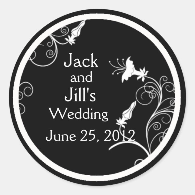 Custom Art Deco Stickers in Schwarz und Weiß (Vorderseite)