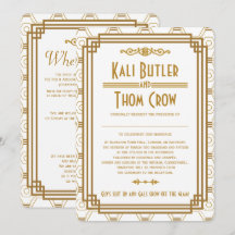 Custom Art Deco White Wedding Einladungen