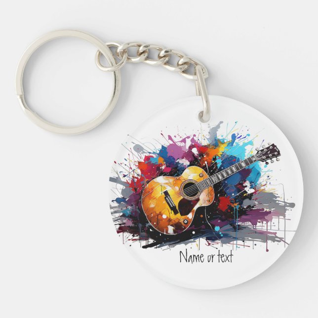 Custom Artistic Abstract Guitar Music Lover's Art  Schlüsselanhänger (Vorderseite)
