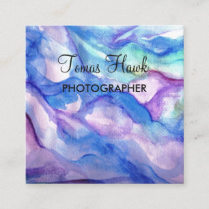 Custom Artistic Blue Square Business Card Quadratische Visitenkarte