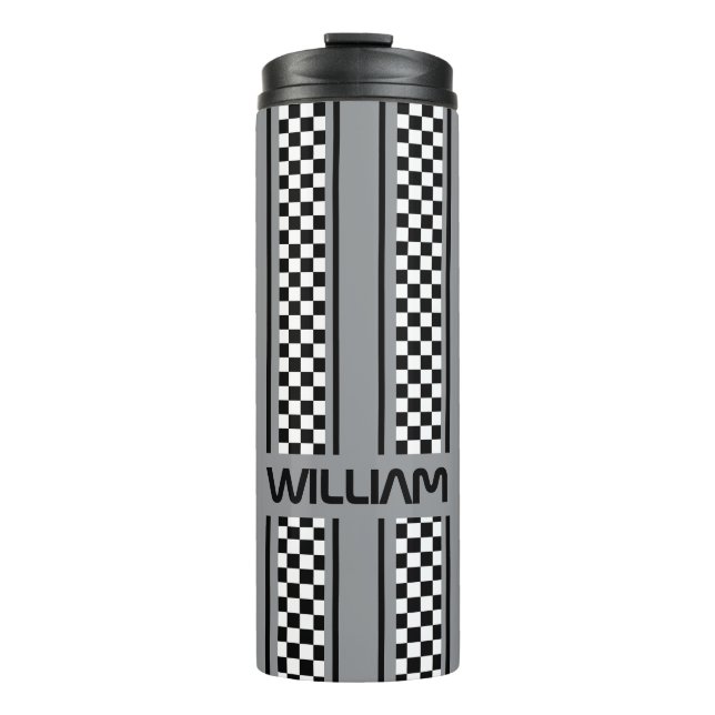 Custom Ash und Black Race Sport Strip Thermosbecher (Vorderseite)