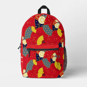 Custom Ästhetik Japanisch Vintages Muster Red Bedruckter Rucksack