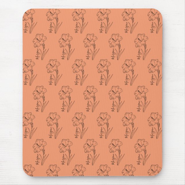 Custom August Gladiolus Birth Blume Geschenk für B Mousepad (Vorne)