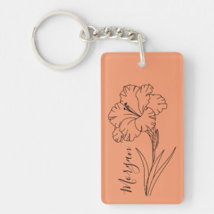 Custom August Gladiolus Birth Blume Geschenk für B Schlüsselanhänger