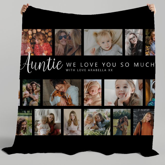Custom Auntie 18 Photo Collage Fleecedecke (Von Creator hochgeladen)