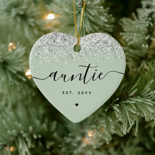 Custom Auntie Est Glitzer Confetta New Tante Gesch Keramik Ornament (Baum)