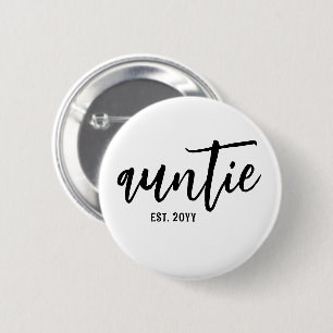 Custom Auntie Est. Modern Brush Script Typografie Button