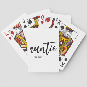 Custom Auntie Est. Modern Brush Script Typografie Spielkarten