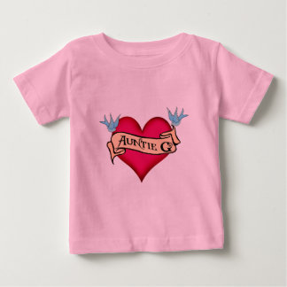 Custom Auntie G Tattoo Herz & Banner Geschenke Baby T-shirt