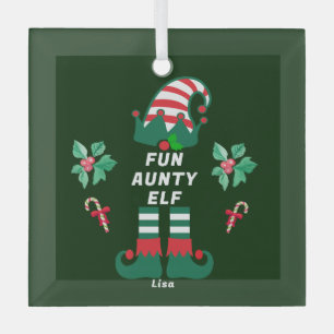 Custom Aunty Elf Familie passend Weihnachtsnamen Ornament Aus Glas