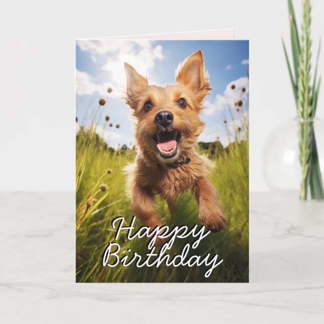Custom Australian Terrier Happy Birthday Card Dankeskarte (Vorderseite)