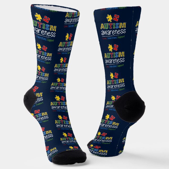 Custom Autism Awareness Love Understand Support Socken (Gewinkelt)