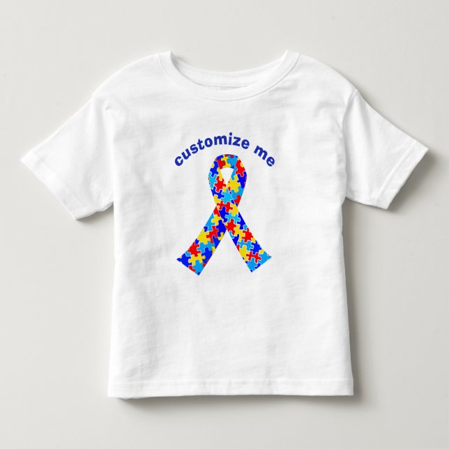 Custom Autismus Awareness Ribbon Puzzle Stück Kleinkind T-shirt (Vorderseite)
