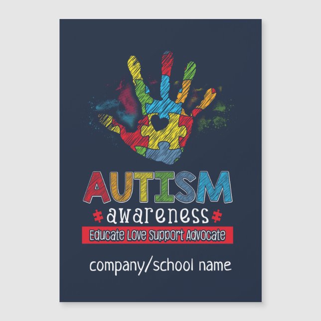 Custom Autismus Awareness School Business Magnetkarte (Vorderseite)