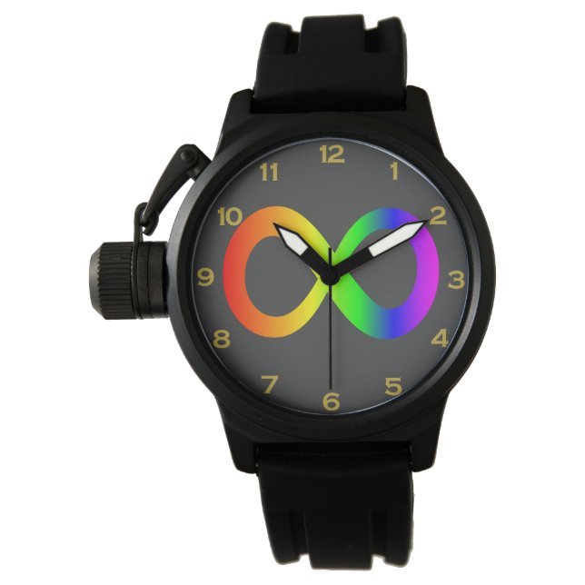 Custom Autismus Infinity Rainbow Symbol ID ALERT Armbanduhr (Vorderseite)
