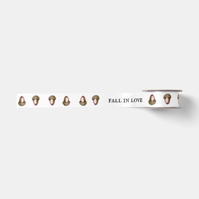 Custom Autumn Acorns Woodland Wedding Satinband (Vorderseite)