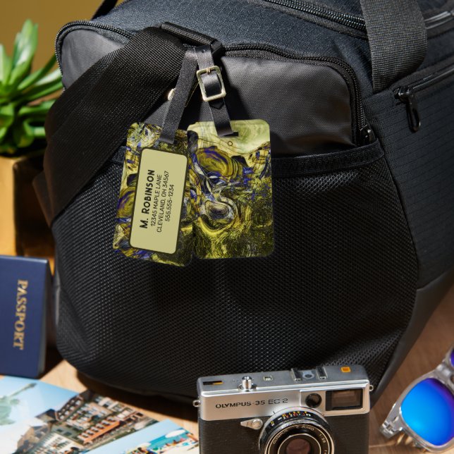 Custom Avignon Olive Green Abstrakt Gepäckanhänger (Vorderseite & Rückseite)