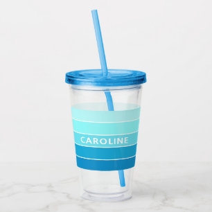 Custom Azure Sky Light Pastel Blue White Stripes Acryltrinkbecher
