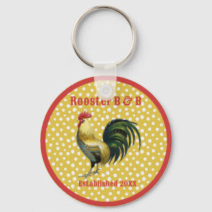 Custom B & B Country Rooster Bauernhof Schlüsselanhänger