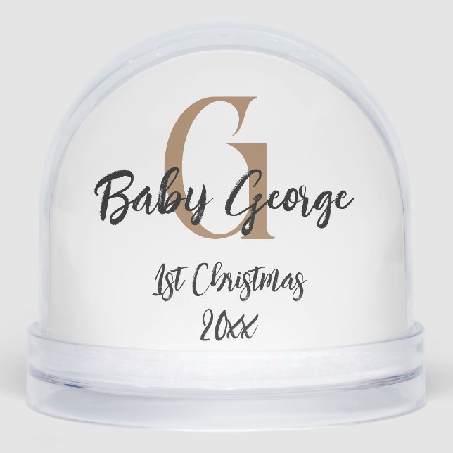 Custom Baby 1e Christmas unisex Monogramm Schneekugeln (Vorderseite)