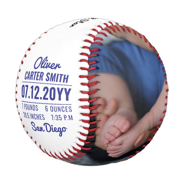 Custom Baby Birth Ankündigung Neugeborenes Stats F Baseball (Schrägansicht)