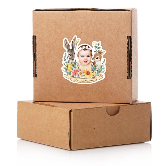 Custom Baby Birthday Sticker Gastgeschenk Woodland (Von Creator hochgeladen)